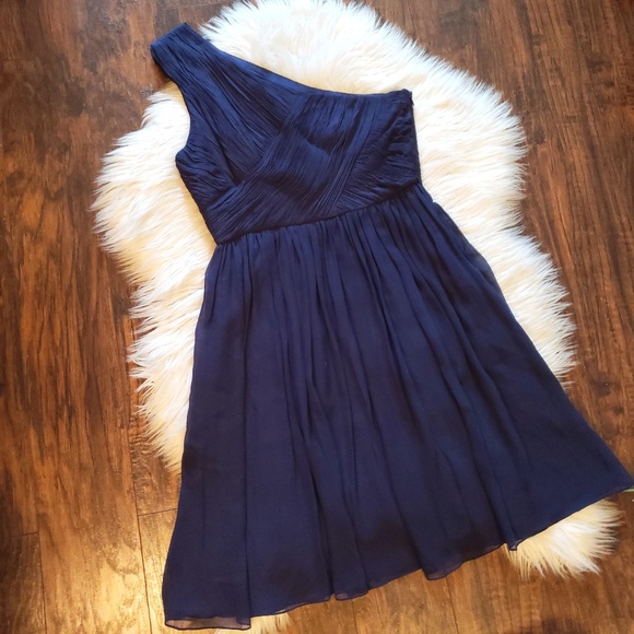 Tibi NWT Silk Chiffon Navy One Shoulder Dress - Picture 4 of 8